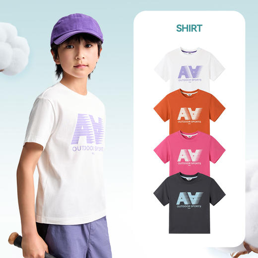 【全棉速干】男女童速干圆领短袖针织衫夏季新款安奈儿童装EM521128 商品图1