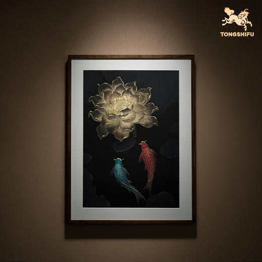 铜师傅 手工錾刻 铜雕画《福运锦鲤》客厅玄关沙发背景墙装饰画 商品图2