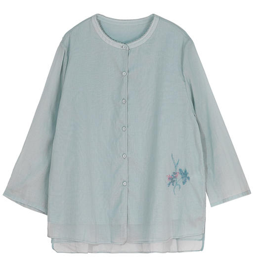 牧衣游原创 手工刺绣100支全棉衬衫女新品轻薄百搭文艺衬衣 麦禾 商品图4