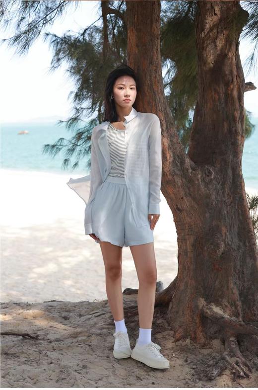 DT.LANDO 法式复古衬衣百搭短裤套装 商品图1