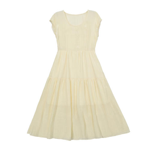 谜底连衣裙无袖女2025夏季新品复古度假合身X型长裙裙子252ML0503 商品图4