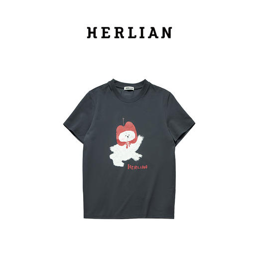 Herlian2025年春夏新品苹果小狗logo图案设计宽松T恤休闲短袖 商品图4