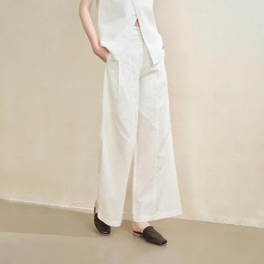 【舒适棉麻面料】文艺气质压褶直筒裤女夏季宽松阔腿裤V1150687 商品图0