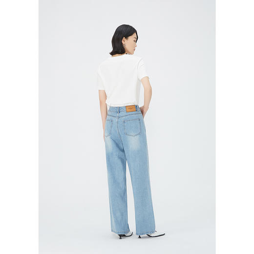 NEELLY纳俪商场同款夏季新款宽松垂感牛仔裤女高腰百搭钻饰直筒裤N25054H04622 商品图3