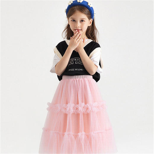 TUTU.KK裙女童中长款半身裙甜美蛋糕裙儿童樱花粉洋气公主裙90-130 商品图0