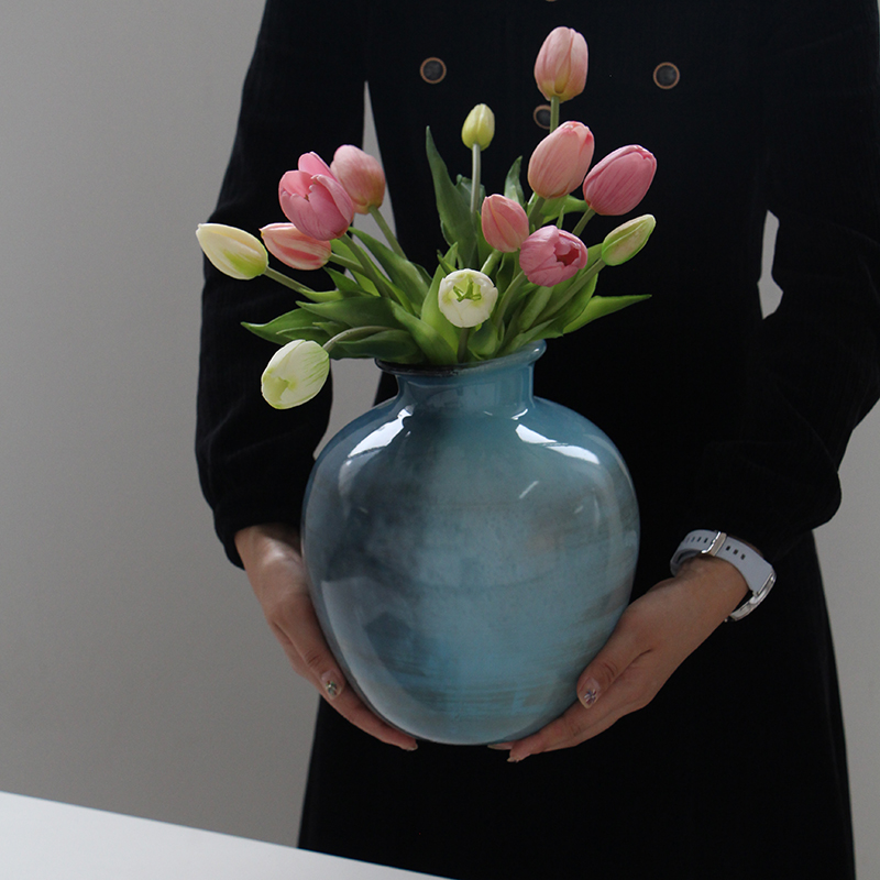 中古风创意水星花瓶云雾纹理星球系列鲜花高级感客厅居家装饰品