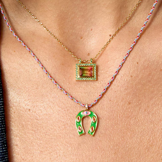 订购6周到｜MYA-BAY-MINI HORSESHOE-绿色 珐琅 迷你 马蹄铁 项链［比利时设计师］ 商品图1