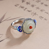 子佩集S925银【祥云相望】戒指【JZ01261】纯银和田玉珐琅彩平安扣2504 商品缩略图1