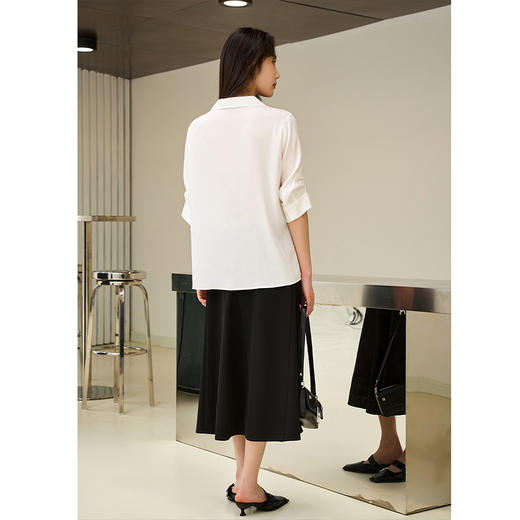 NEELLY纳俪商场同款夏新款气质休闲白色衬衫女五分袖通勤百搭外套N25054R04634 商品图3