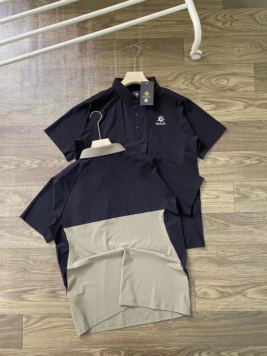 D042403夏季冰丝弹力格凉感立体剪裁polo短袖 商品图1