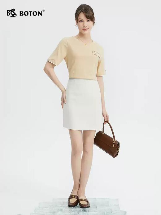 波顿女士春夏季设计感小众卡其色短袖t恤LT321224 商品图3
