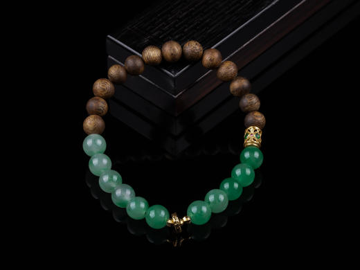 XY0268沉香+非洲翠925银手串 商品图0