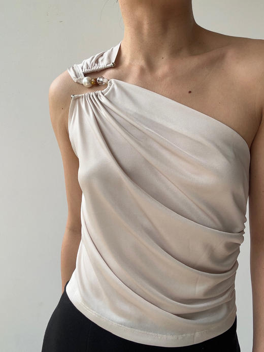 SIJIA｜斜肩金属扣上衣 [ 米白SS2548  ] 商品图5