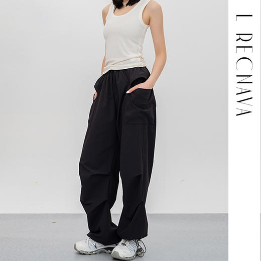 L RECNAVA 宽松显瘦户外工装伞兵裤 运动休闲长裤 松紧腰 腰口脚口有抽绳 商品图5