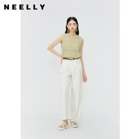 NEELLY纳俪商场同款夏季新款无袖套头针织衫女镂空设计感圆领上衣N25054A04629