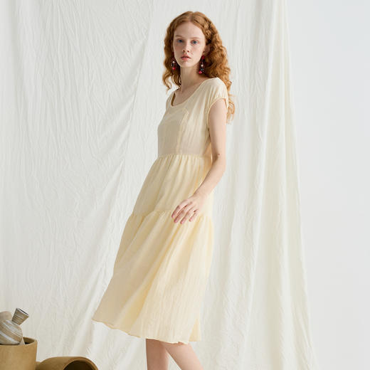 谜底连衣裙无袖女2025夏季新品复古度假合身X型长裙裙子252ML0503 商品图1