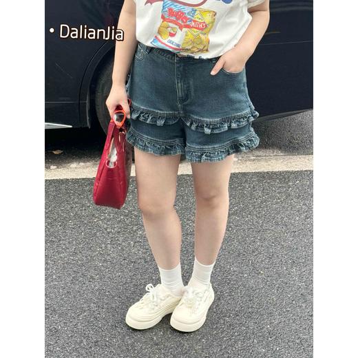 2025新品 佳佳同款【花边短裤】双层花边小众牛仔短裤显瘦洋气显瘦韩版时尚 商品图0