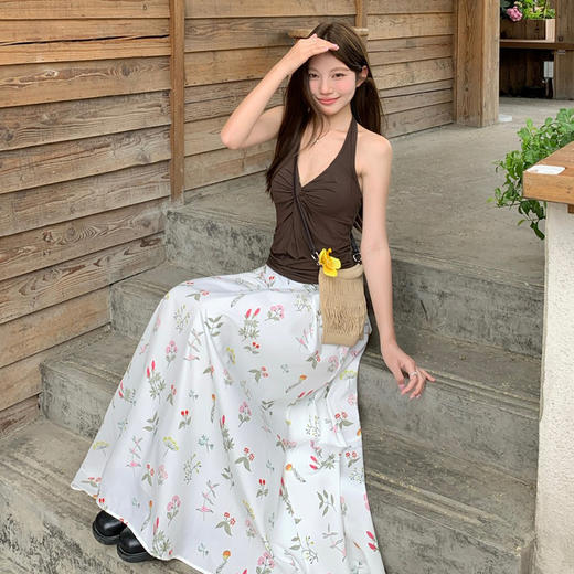 西遇吊带背心上衣套装女夏季新款法式碎花a字半身裙两件套SS050608/SS050609 商品图3
