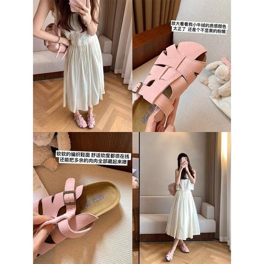 高定版～时尚复古春夏新款博肯镂空包头外穿百塔猪笼半拖鞋凉拖女 商品图3