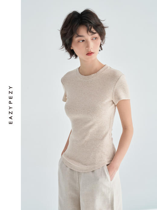 天丝羊毛短袖修身T恤 商品图0