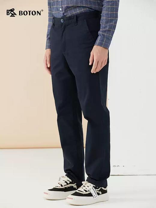 波顿男士秋冬季直筒宽松灰色棉弹休闲长裤ME825322 商品图1