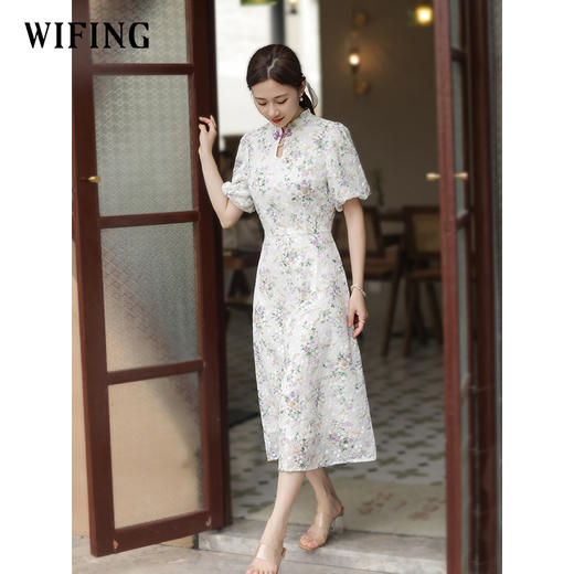 未风雪纺碎花连衣裙女夏2025年夏季新款女装气质国风改良旗袍裙子 商品图2