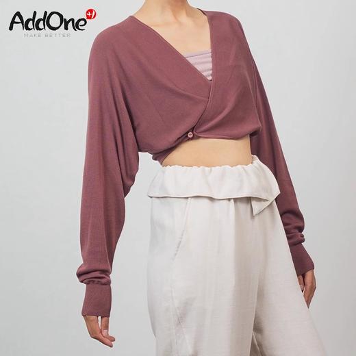 AddOne+1New小众设计瑜伽时尚V领系扣天丝针织空调衫短款长袖外搭 商品图2