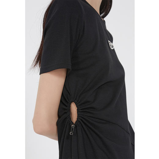 NEELLY纳俪商场同款夏季新款短袖连衣裙女通勤侧腰可调节抽绳长裙N25054Y04594 商品图2