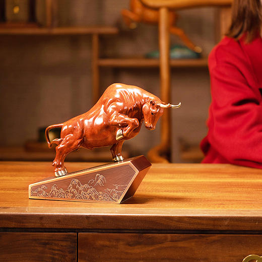 朱炳仁铜 福牛顶势 中式家居创意桌面大牛摆件高端装饰定制礼物 商品图3