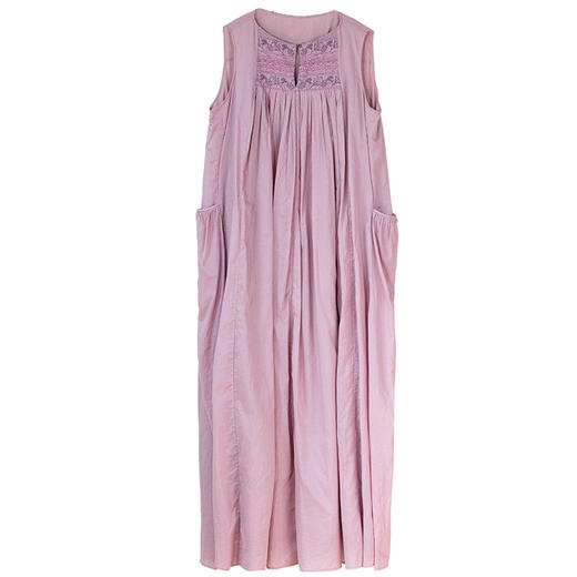 牧衣游原创 机绣80支新疆棉连衣裙夏粉色设计感文艺无袖长裙 诗月 商品图4