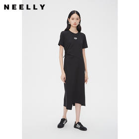 NEELLY纳俪商场同款夏季新款短袖连衣裙女通勤侧腰可调节抽绳长裙N25054Y04594