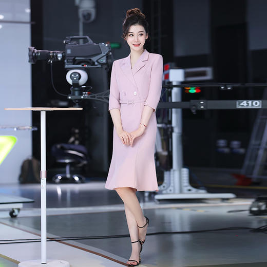 IWY/气质优雅紫色连衣裙女法式名媛主持上镜职业裙正式场合套裙Q1272 商品图1