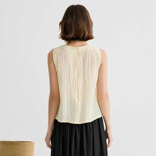 谜底衬衫无袖女2025夏季新品通勤立体装饰浪漫合身上衣252MS0640 商品图2