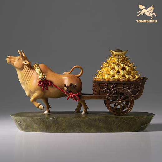 铜师傅《财富牛》客厅桌面铜牛摆件 家居装饰工艺品 开业摆件 商品图3