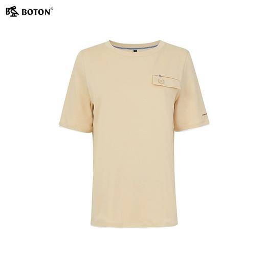 波顿女士春夏季设计感小众卡其色短袖t恤LT321224 商品图4