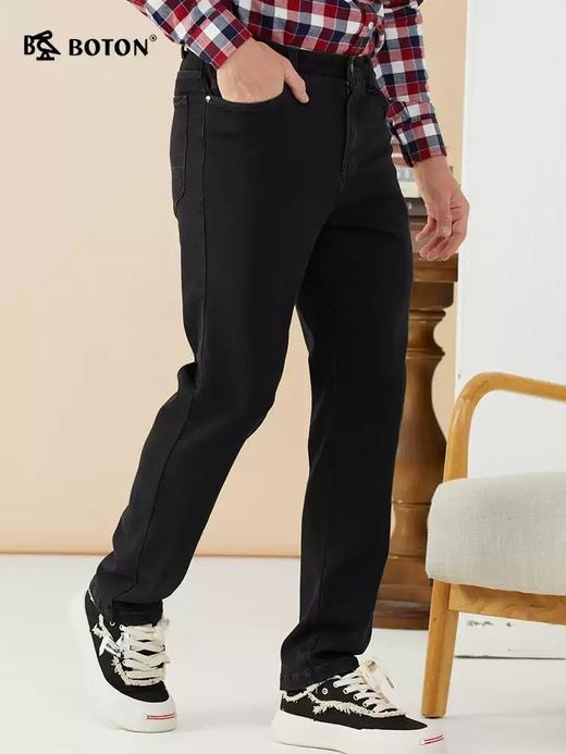 【恒温保暖】波顿男士秋冬季黑色直筒美式牛仔长裤ME823322 商品图4