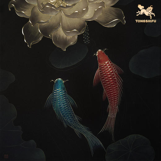 铜师傅 手工錾刻 铜雕画《福运锦鲤》客厅玄关沙发背景墙装饰画 商品图4