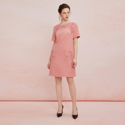 QF842斯尔丽25新款宴会小礼服镂空绣花工艺直身显瘦膝上裙型显高连衣裙 商品图3