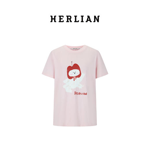 Herlian2025年春夏新品苹果小狗logo图案设计宽松T恤休闲短袖 商品图2