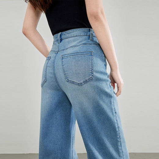 【五折购】熙世界牛仔裤阔腿宽松2025夏季薄款通勤高腰显瘦休闲直筒长裤子 商品图3