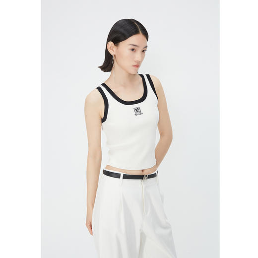 NEELLY纳俪商场同款夏季新款时尚撞色无袖背心女修身显瘦套头上衣N25054A04662 商品图2