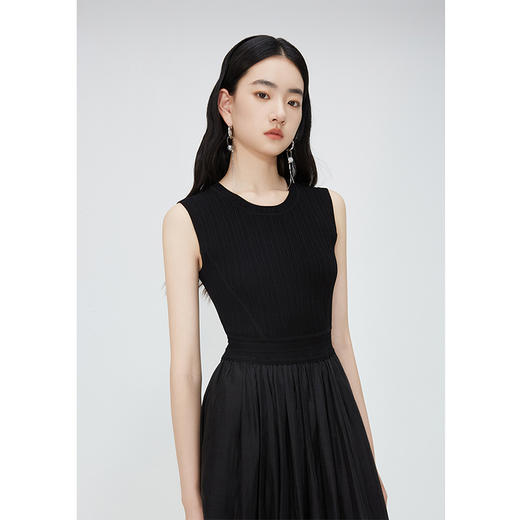 NEELLY纳俪商场同款夏新款圆领无袖连衣裙女修身针织背心拼接长裙N25054Y04616 商品图2