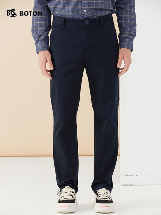 波顿男士秋冬季直筒宽松灰色棉弹休闲长裤ME825322 商品图2