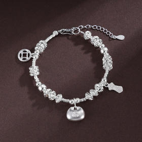 子佩集S925银【福灵妙韵】手链【SL00996】纯银钱串腰缠万贯盘缠盘缠2504