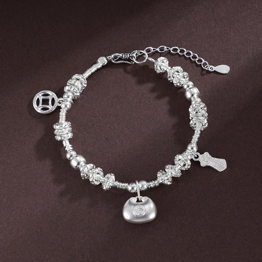 子佩集S925银【福灵妙韵】手链【SL00996】纯银钱串腰缠万贯盘缠盘缠2504 商品图1