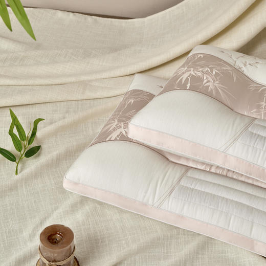 中式国风刺绣竹雅全棉棉麻决明子+羽丝绒护颈枕 商品图5