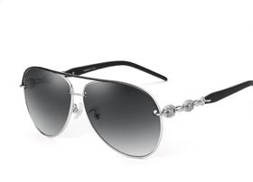 帕森（PARZIN）PZM-8361太阳镜女 复古飞行框小脸美颜镜遮阳防晒开车墨镜 黑边渐灰片