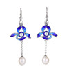 【寒霜莲粹】S925银复古银景泰蓝花镶嵌珍珠耳坠【SCH-TRS31525】 商品缩略图4