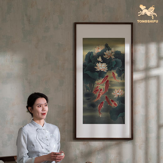 铜师傅 手工錾刻 铜雕画《九鱼呈祥》客厅玄关沙发背景墙装饰画 商品图6