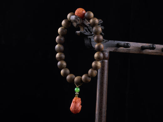 XY0281沉香+南红回纹珠貔貅手串 商品图9